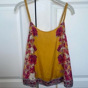 NWT Free People Gold & Floral Top - S